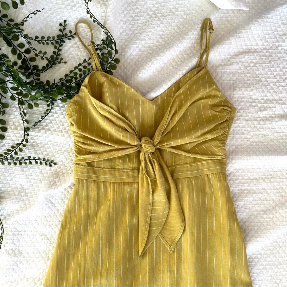 Lush Midi Tie Dress Yellow Stripe Sleeveless - Picture 6 of 6